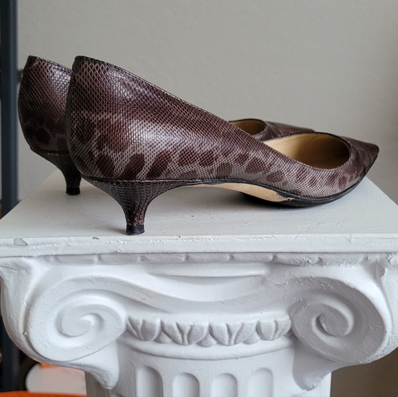 Jimmy Choo pointed toe Amelia kitten heel snake embossed multi leather low pump - Picture 2 of 14